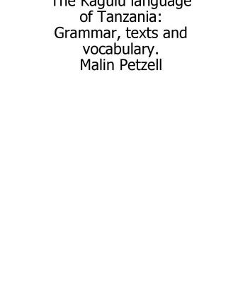 خرید و دانلود نسخه کامل کتاب The Kagulu language of Tanzania: Grammar, texts and vocabulary