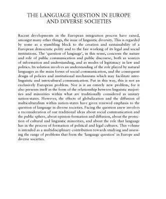 خرید و دانلود نسخه کامل کتاب The Language Question in Europe and Diverse Societies: Political, Legal and Social Perspectives (Onati International Series in Law and Society)