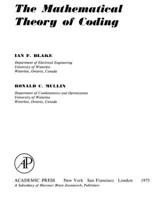 خرید و دانلود نسخه کامل کتاب The mathematical theory of coding