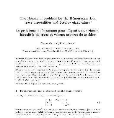 خرید و دانلود نسخه کامل کتاب The Neumann problem for the Henon equation, trace inequalities and Steklov eigenvalues