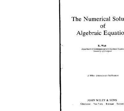 خرید و دانلود نسخه کامل کتاب The numerical solution of algebraic equations