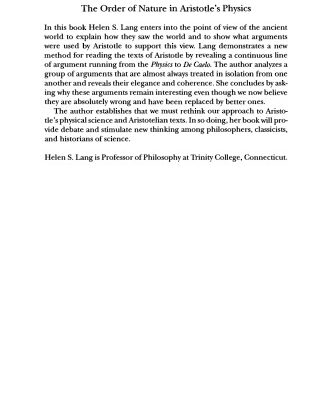 خرید و دانلود نسخه کامل کتاب The Order of Nature in Aristotle’s Physics: Place and the Elements