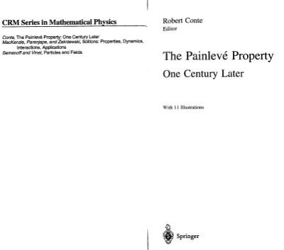خرید و دانلود نسخه کامل کتاب The Painleve property, one century later