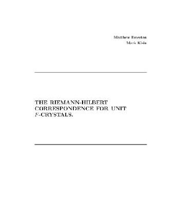 خرید و دانلود نسخه کامل کتاب The Riemann-Hilbert correspondence for unit F-crystals