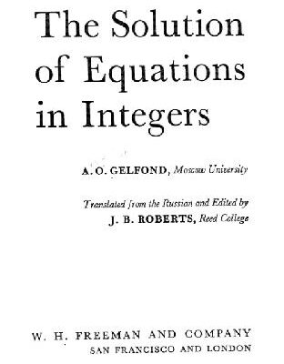 خرید و دانلود نسخه کامل کتاب The Solution of Equations in Integers