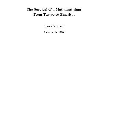 خرید و دانلود نسخه کامل کتاب The Survival of a Mathematician: From Tenure to Emeritus