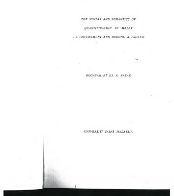 خرید و دانلود نسخه کامل کتاب The syntax and semantics of quantification in Malay — a government and binding approach