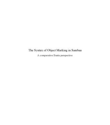 خرید و دانلود نسخه کامل کتاب The Syntax of Object Marking in Sambaa: A comparative Bantu perspective