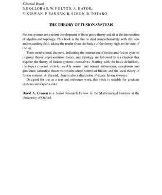 خرید و دانلود نسخه کامل کتاب The Theory of Fusion Systems: An Algebraic Approach