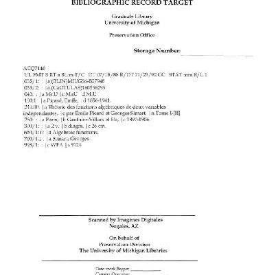 خرید و دانلود نسخه کامل کتاب Theorie des fonctions algebriques de 2 variables