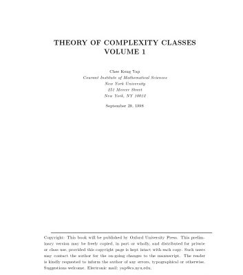 خرید و دانلود نسخه کامل کتاب Theory of Complexity Classes Volume 1