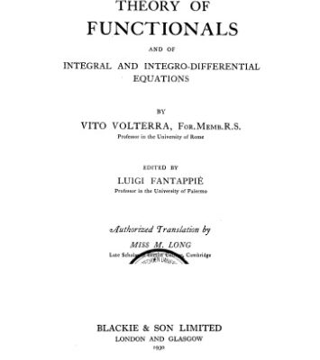 خرید و دانلود نسخه کامل کتاب Theory of Functionals and of Integral and Integro-Differential Equations