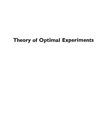 خرید و دانلود نسخه کامل کتاب Theory of Optimal Experiments
