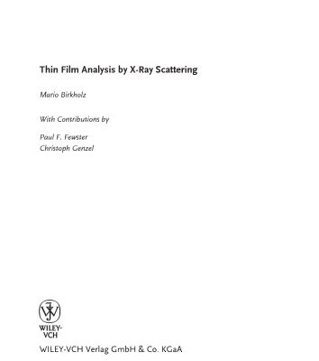 خرید و دانلود نسخه کامل کتاب Thin film analysis by X-ray scattering