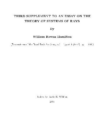خرید و دانلود نسخه کامل کتاب Third Supplement to an Essay on the Theory of Systems of Rays