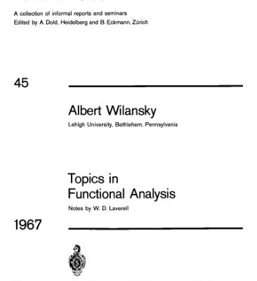 خرید و دانلود نسخه کامل کتاب Topics in Functional Analysis