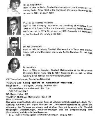 خرید و دانلود نسخه کامل کتاب Twistors and Killing Spinors on Riemannian Manifolds (Teubner-Texte zur Mathematik)