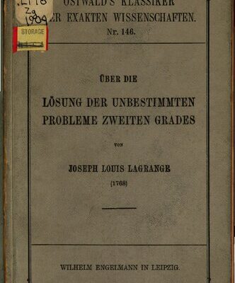 خرید و دانلود نسخه کامل کتاب Über die Lösung der unbestimmten Probleme zweiten Grades (1768)