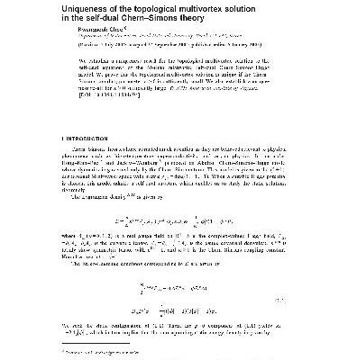 خرید و دانلود نسخه کامل کتاب Uniqueness of the topological multivortex solution in the self-dual Chern-Simons theory