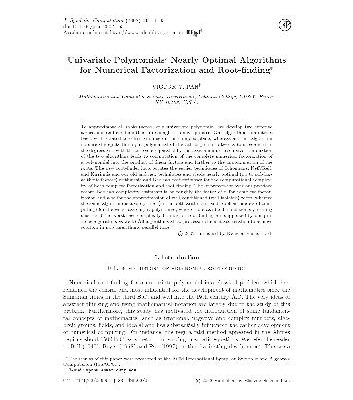 خرید و دانلود نسخه کامل کتاب Univariate polynomials: nearly optimal numerical factorization and roots