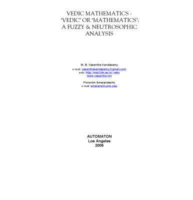 خرید و دانلود نسخه کامل کتاب Vedic Mathematics: Vedic or Mathematics: A Fuzzy and Neutrosophic Analysis