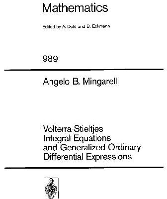 خرید و دانلود نسخه کامل کتاب Volterra-Stieltjes Integral Equations and Generalized Ordinary Differential Expressions