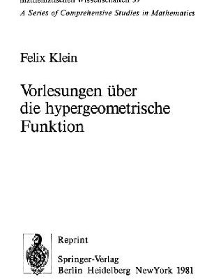 خرید و دانلود نسخه کامل کتاب Vorlesungen ueber die hypergeometrische Funktion