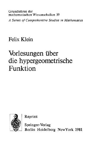 خرید و دانلود نسخه کامل کتاب Vorlesungen ueber die hypergeometrische Funktion_68ac0138b4f2e.jpeg خرید و دانلود نسخه کامل کتاب Vorlesungen ueber die hypergeometrische Funktion