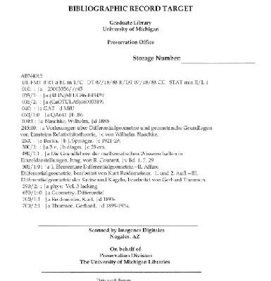 خرید و دانلود نسخه کامل کتاب Vorlesungen ueber Differentialgeometrie. Affine Differentialgeometrie