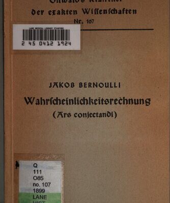 خرید و دانلود نسخه کامل کتاب Wahrscheinlichkeitsrechnung (Ars conjectandi, 1713)