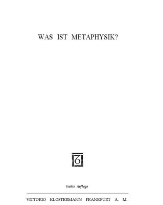 خرید و دانلود نسخه کامل کتاب Was ist Metaphysik?