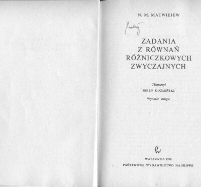 خرید و دانلود نسخه کامل کتاب Zadania z równań różniczkowych zwyczajnych
