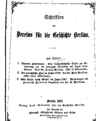 خرید و دانلود نسخه کامل کتاب 1. Theodor Hosemann. Eine kunstgeschichtliche Studie zur Erinnerung an die neunzigste Wiederkehr des Tages seiner Geburt (Mit zehn Bildertafeln) 2. Der preußische Hof im Jahre 1798 (Mit einer Abbildung) 3. Eine Reise nach Berlin im Jahre 1787. Mitteilungen aus Heinrich Harries Tagebuch
