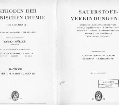 خرید و دانلود نسخه کامل کتاب 8- Sauerstoffverbindungen III. Peroxyde. Kohlensäurederivate. Nitrile und isonitrile. Carbonsäuren, decarboxylierung. Carbonsäureester funktionelle N-derivate der carboxvlgruppe