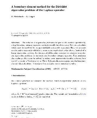 خرید و دانلود نسخه کامل کتاب A boundary element method for the Dirichlet eigenvalue problem of the Laplace operator