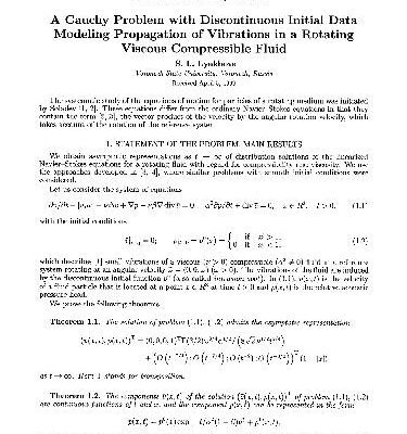 خرید و دانلود نسخه کامل کتاب A cauchy problem with discontinuous initial data modeling propagation of vibrations in a rotating viscous compressible fluid