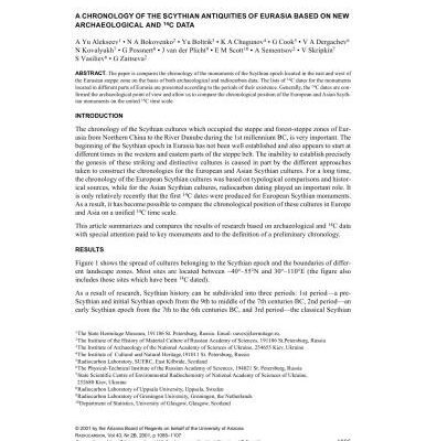 خرید و دانلود نسخه کامل کتاب A Chronology of the Scythian Antiquities of Eurasia Based on New Archaeological and 14C Data