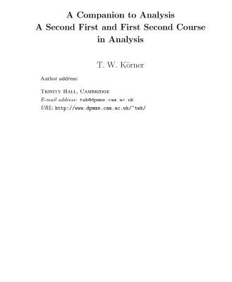 خرید و دانلود نسخه کامل کتاب A Companion to Analysis: A Second First and First Second Course in Analysis