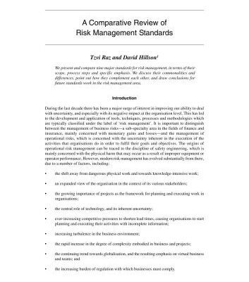 خرید و دانلود نسخه کامل کتاب A Comparative Review of Risk Management Standards 2005