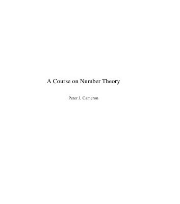 خرید و دانلود نسخه کامل کتاب A Course on Number Theory [Lecture notes]