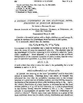 خرید و دانلود نسخه کامل کتاب A Critical Experiment on the Statistical Interpretation of Quantum Mechanics