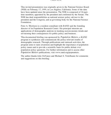 خرید و دانلود نسخه کامل کتاب A Demographic Perspective on Our Nation’s Future (Documented Briefing (Rand Corporation), Db-320-Wfhf Dlpf Rf,)