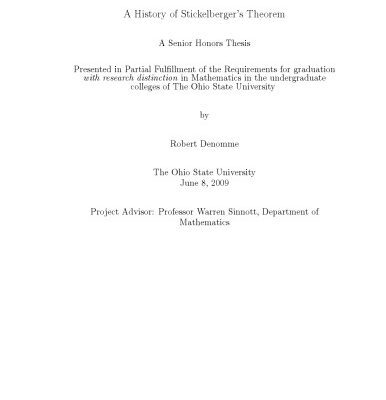 خرید و دانلود نسخه کامل کتاب A History of Stickelberger’s Theorem [Senior Honors thesis]