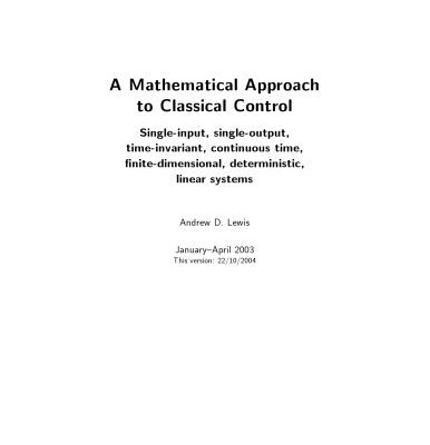خرید و دانلود نسخه کامل کتاب A Mathematical Approach to Classical Control