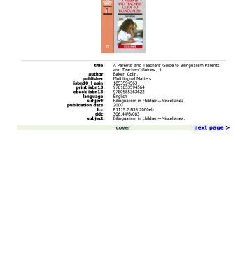 خرید و دانلود نسخه کامل کتاب A Parents’ and Teachers’ Guide to Bilingualism, 2nd ed (Parents’ and Teachers’ Guides, 1)