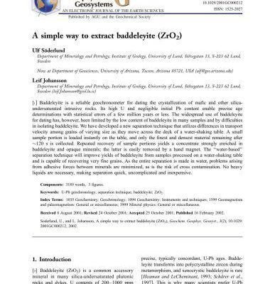 خرید و دانلود نسخه کامل کتاب A simple way to extract baddeleyite (ZrO2)