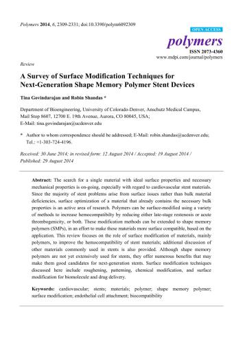 خرید و دانلود نسخه کامل کتاب A Survey of Surface Modification Techniques for Next-Generation Shape Memory Polymer Stent Devices_68d0998f6fc06.jpeg خرید و دانلود نسخه کامل کتاب A Survey of Surface Modification Techniques for Next-Generation Shape Memory Polymer Stent Devices