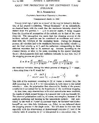 خرید و دانلود نسخه کامل کتاب About the Production of the Continuous X-Ray Spectrum