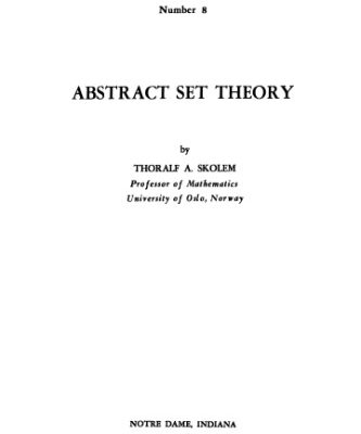 خرید و دانلود نسخه کامل کتاب Abstract Set Theory (Notre Dame Mathematical Lectures 8)