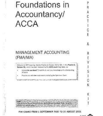 خرید و دانلود نسخه کامل کتاب ACCA FMA/FA Foundations in Accountancy-Management Accounting Practice Revision Kit